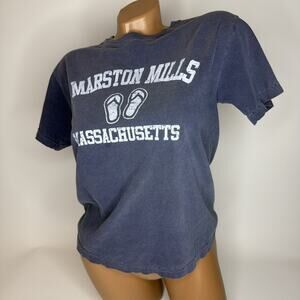 Comfort Colors Marston Mills Mass Blue Graphic T Shirt Youth L Womens M Cotton
